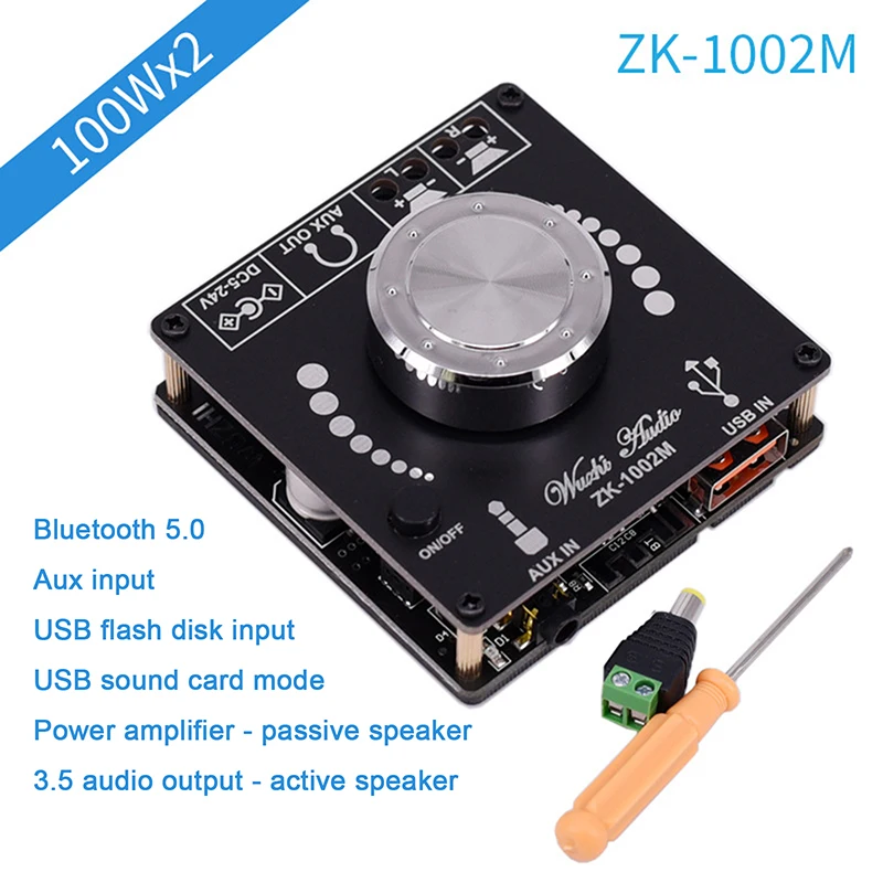 ZK-1002M 100W + Bluetooth-совместимая Плата усилителя мощности 5.0 стерео усилитель для