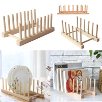 bamboo wooden dish rack plates holder kitchen storage cabinet organizer for dish plate bowl cup pot lid cutting board