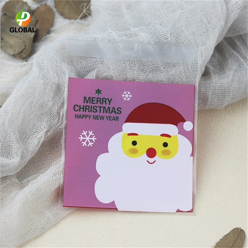 {D& P 100pcs 10X10+ 3 см Рождество печенья конфеты упаковки хлеба самоклеящаяся Пластик печенье закуски выпечка посылка милые сумки через плечо