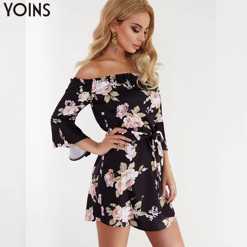 YOINS женское винтажное платье с цветочным принтом лето-осень 2020 сексуальное
