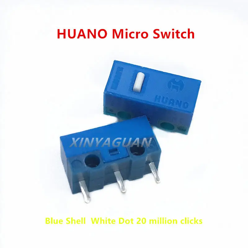 

50Pcs/lot New Original HUANO Mouse Micro Switch blue shell white point 20 million times 0.74N computer mouse 3pins button switch