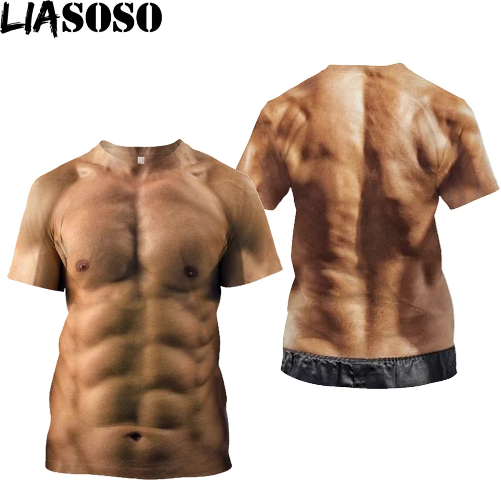 Футболка LIASOSO с 3D принтом на груди для мужчин и женщин Облегающая рубашка уличная