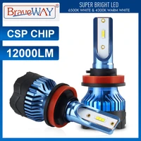 braveway 12000lm h4 h7 led bulbs headlights kit h8 h9 h11 9005 hb3 9006 hb4 6000k white fog running lights 12v led lamp csp chip