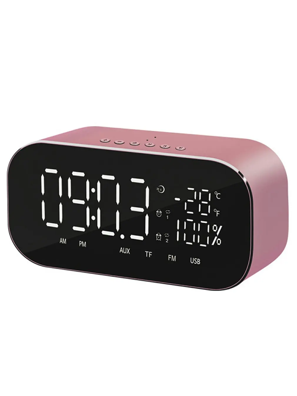 

S2 Portable Wireless Speaker Support Temperature LCD Display FM Radio Alarm Clock Wireless Stereo Subwoofer Music Player