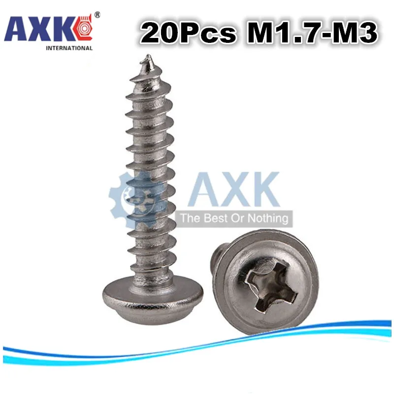 AXK 20 шт. саморезы с круглой головкой из нержавеющей стали 304 мягкими винтами