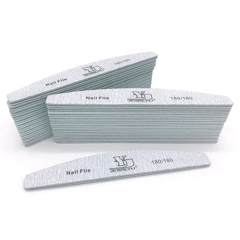 180-180 50 Pcs Professional Nail Files Sandpaper 80/100/150/180/240 nagel vijlen Nail Buffer Blocks Lime Curve Manicure Nail File Tools - Color: 180-180