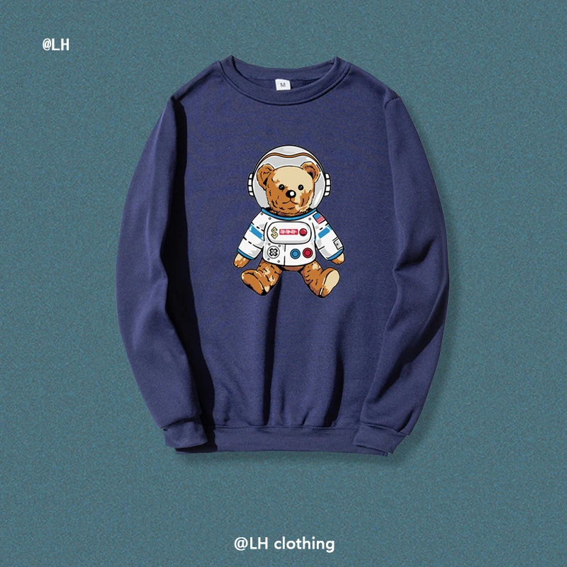 

Men and women 2021 new space bear print sweater round neck fashion casual comfortable sweater