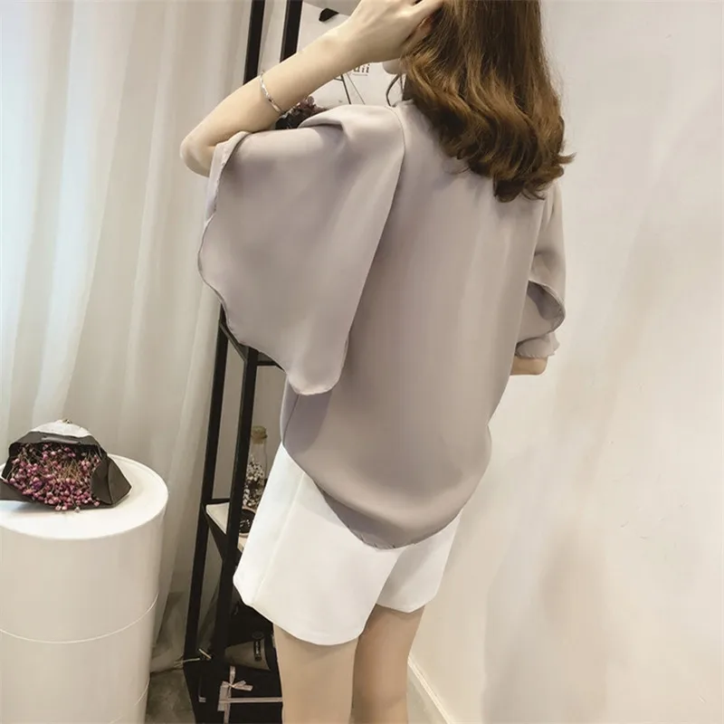 

2020 Autumn and Summer Plus-sized Women Fat mm Loose Slimming Short Sleeved T-shirt Top Women's Chiffon Blouse