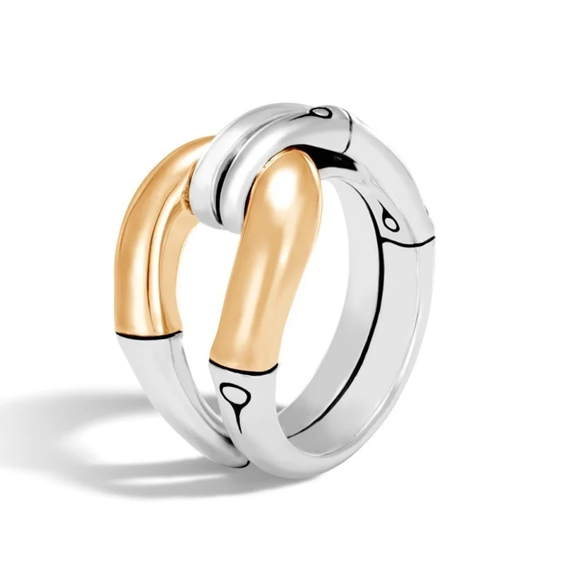 

New Trendy Women's Bone Bamboo Ring Fashion Metal Ring Accessories Party Jewelry Size 6-10