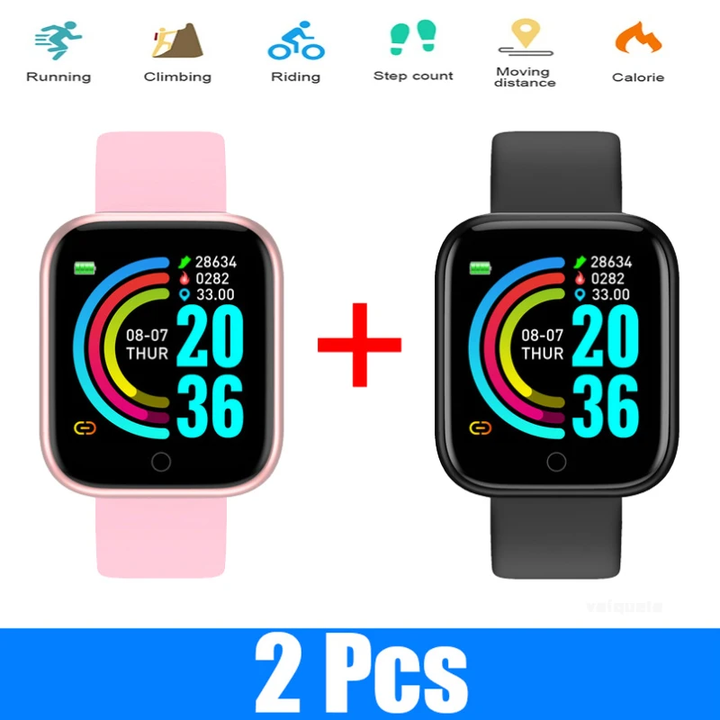 

2PCS Y68 relogio inteligente Smart Watch Fitness Tracker Bluetooth Smart Wristwatch D20 cardio Clock Sports Wristband смарт часы