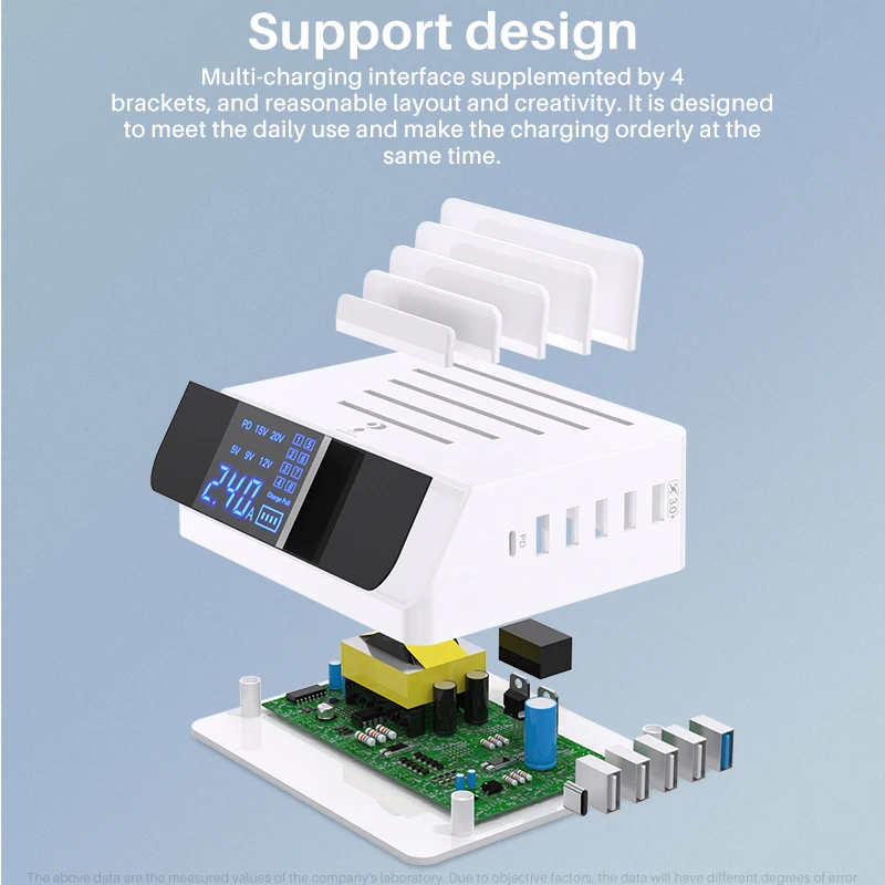 

6 port PD45W quick charge 4.0USB charging station universal desktop charger for Macbook Pro iPhone Samsung GaN Quick USB Charger