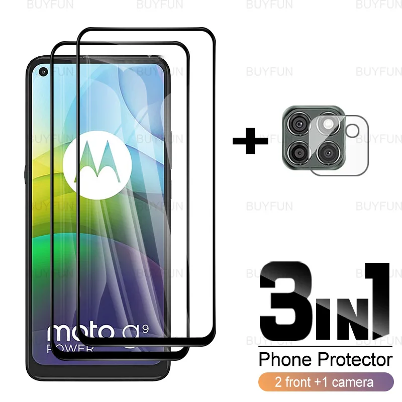 

3in1 Black Edge Glass For Motorola Moto G9 Power 6.8'' Safety Protective Tempered Glass For motorola moto G9 play plus lens film