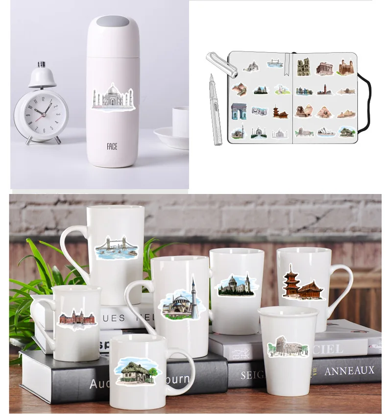 

40 pcs/pack World Architecture Tourism PVC Stationery Stickers Scrapbooking DIY Diary Album Stick Label