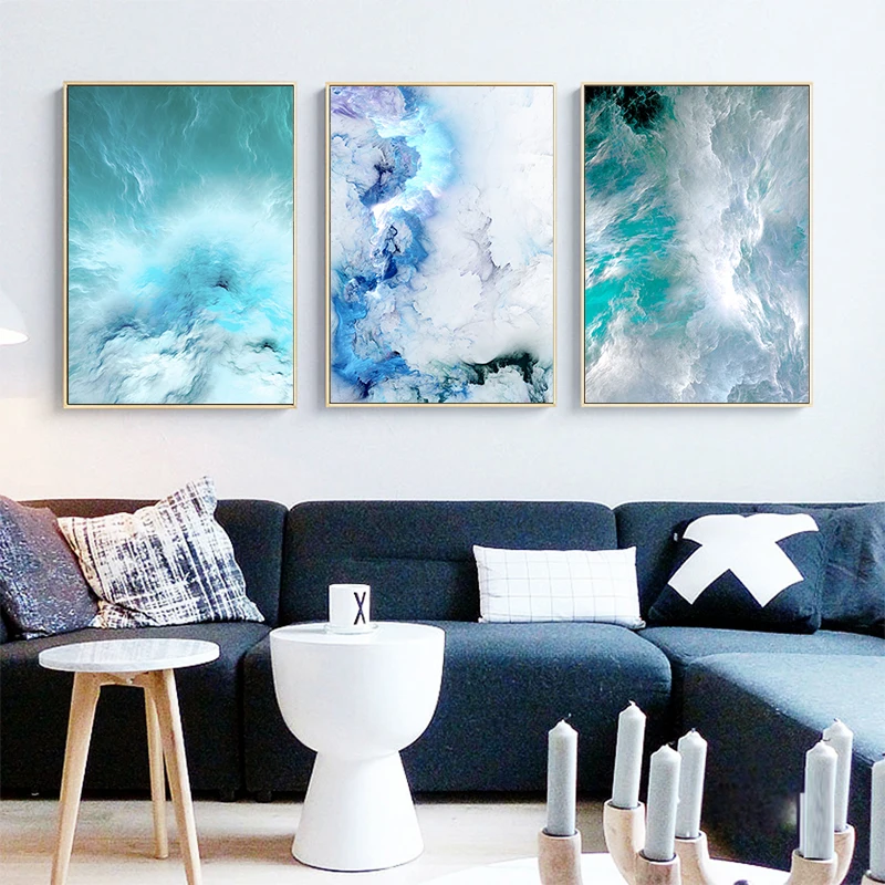 

Modern Abstract Canvas Poster Blue Marble Wave Wall Art Painting Nordic Posters and Prints Wall Pictures for Living room Decor