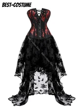 Corset Sexy Women Bustiers Top Lingerie Gothic Overbust Corsets Body Shaper Vintage Burlesque Costumes Red Plus Size (1)