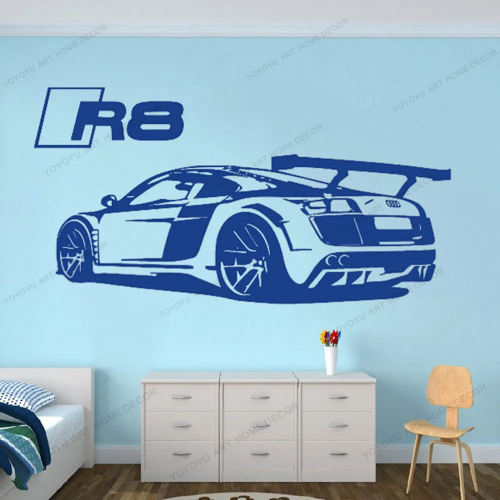

R8 Super Sport car vinyl Removable Art wall stickers enthusiasts youth Teensroom shool home wall decal Wallpoof cx549