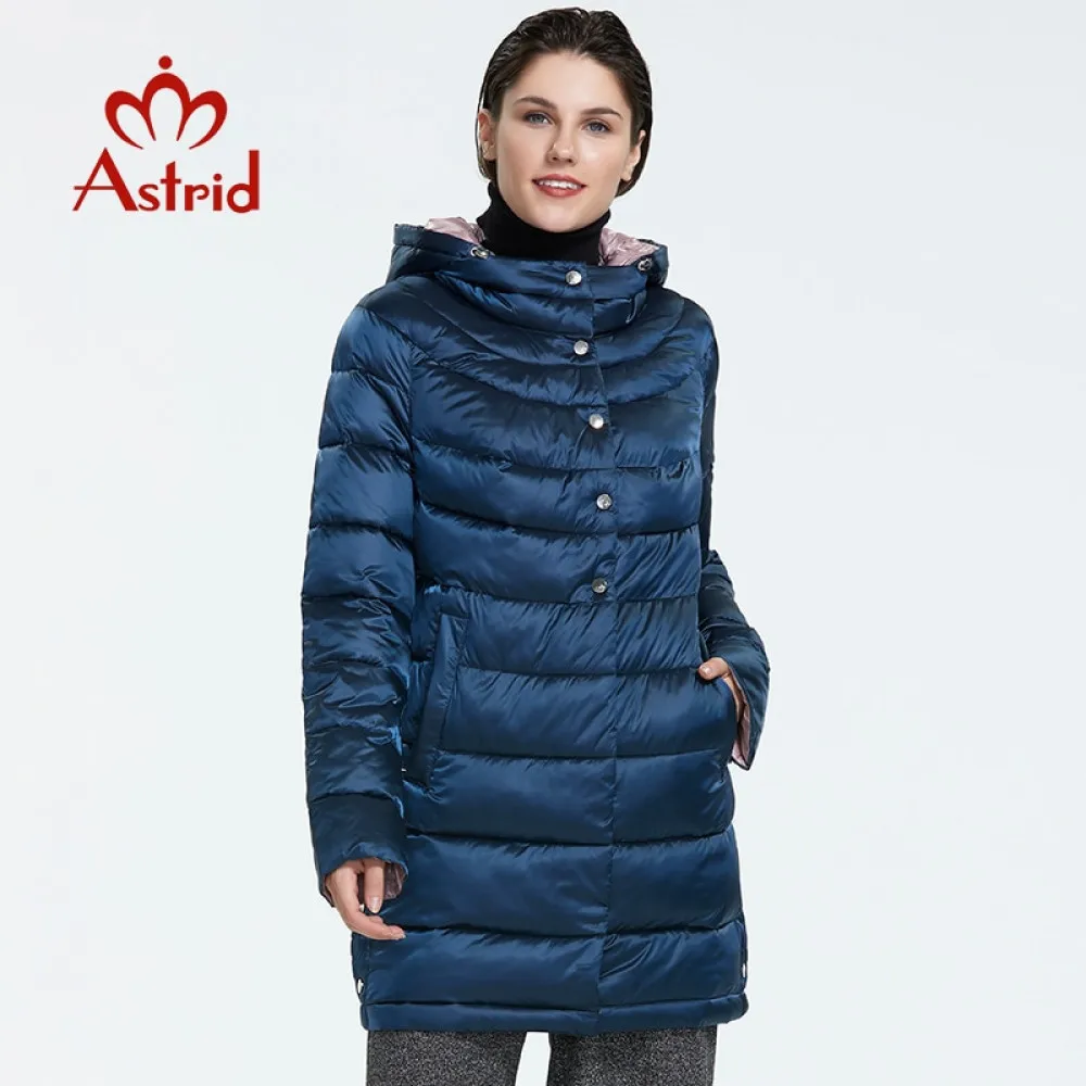Женская теплая куртка Astrid осенняя парка размера плюс средней длины с капюшоном