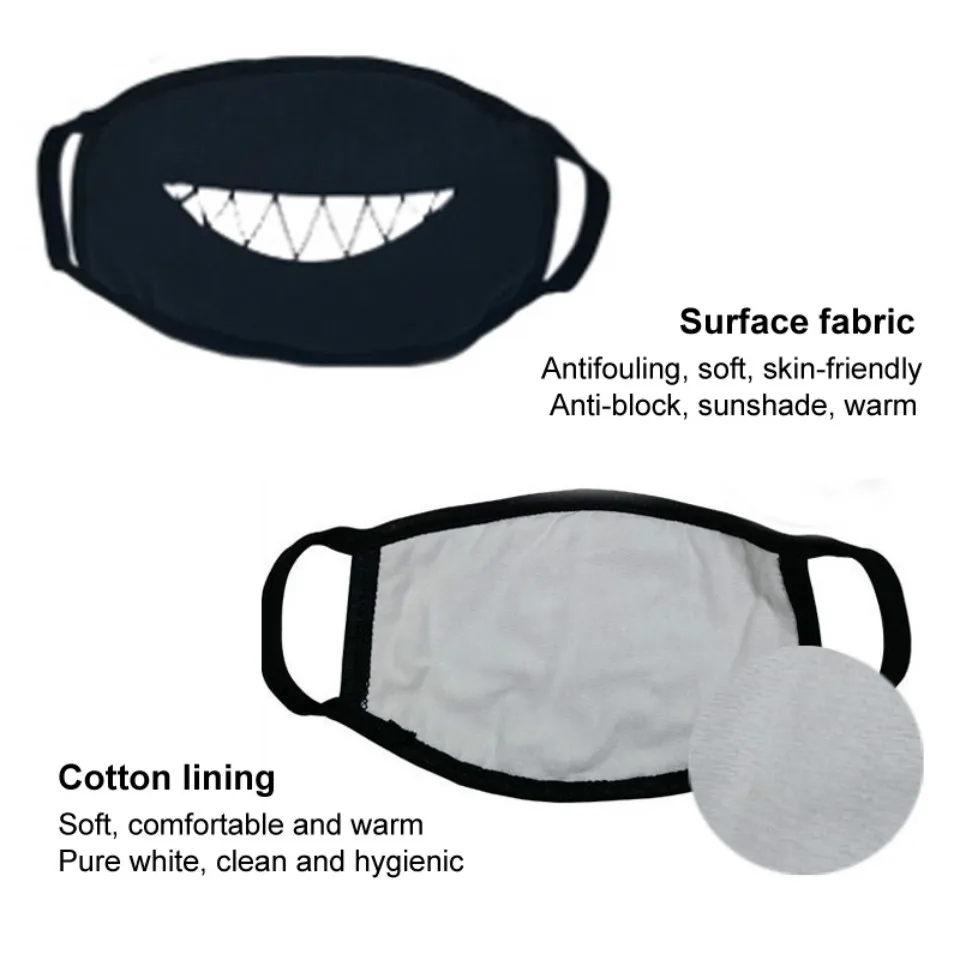 Мужская и женская черная светящаяся маска для лица 1 шт. рта с изображением