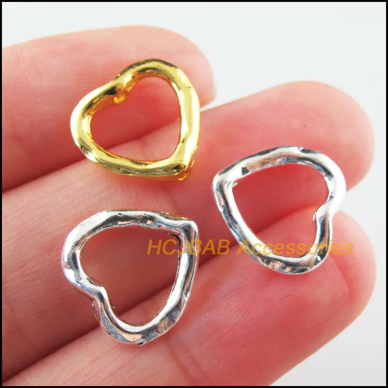 

40Pcs Retro Tibetan Silver Tone Gold Silver Color Heart Frame Spacer Beads Charms 13.5mm