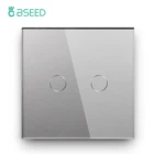 Сенсорный настенный выключатель Bseed европейского стандарта, роскошный настенный выключатель 2 клавиши, 1 канал, стеклянная панель, сенсорный выключатель света, черный, белый, золотой