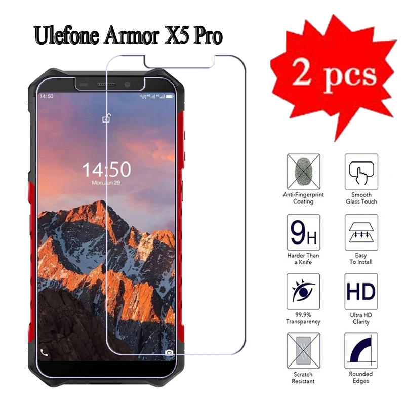2Pcs Tempered Glass For Ulefone Armor X5 Pro Screen Protector Transparent Protective Film For Ulefone Armor X 5 Pro Phone Glass