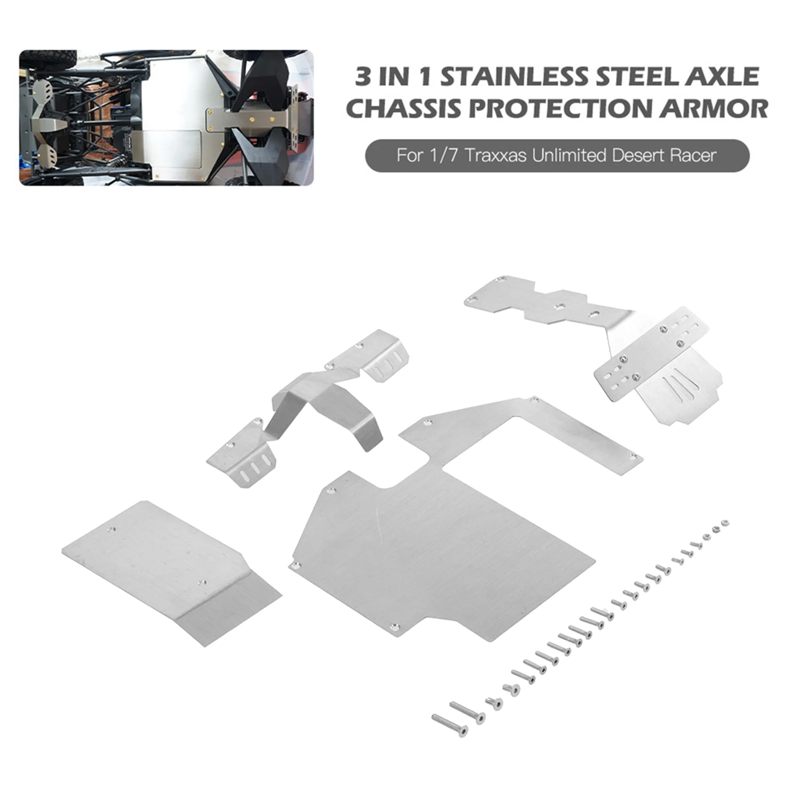 

RC Chassis Set,Front And Rear Axles Chassis Protection Plate Chassis Guard