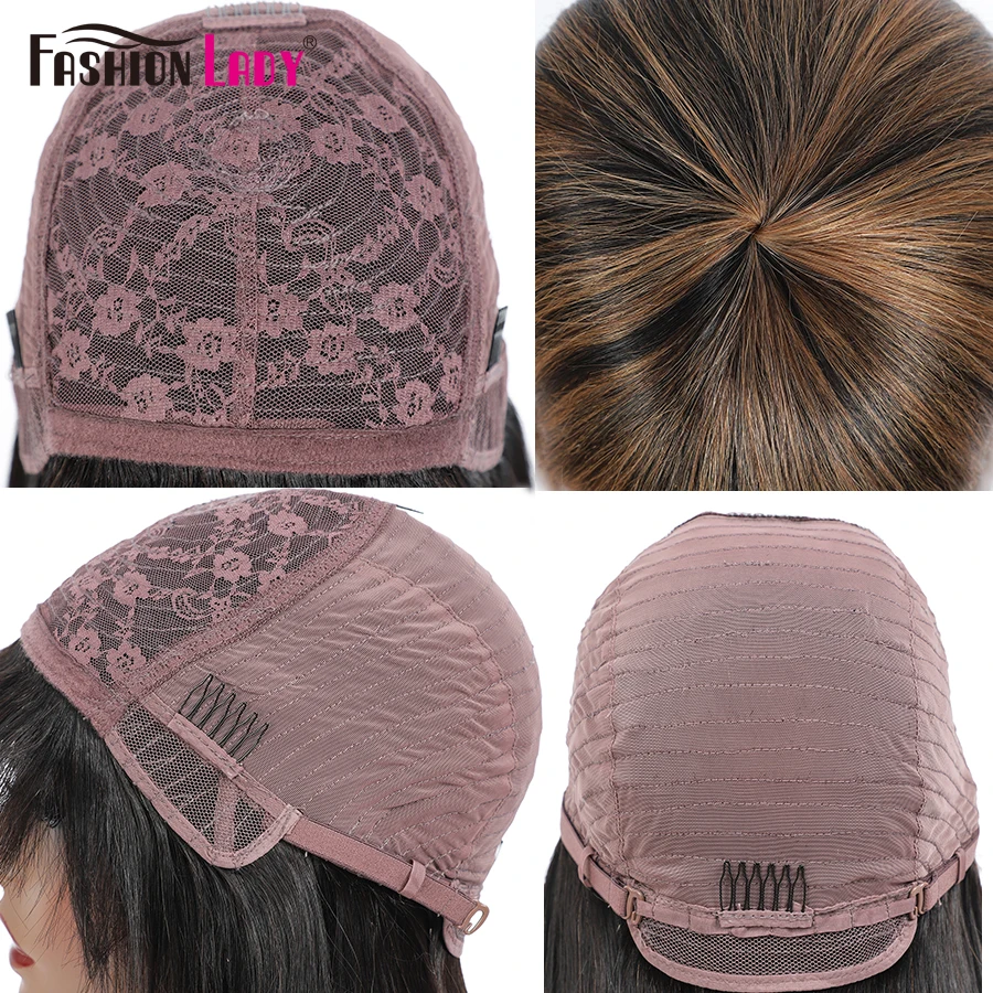 

Fashion Lady #4/30 Colored Human Hair Wig With Bang Ombre Human Hair Wig Remy Human Hair Wigs For Black Women