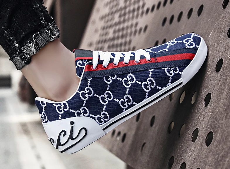 

Men's Handmade Classic Fashion Trend Fully Equipped with Sports Casual Shoes Canvas Cool Letter Embroidery Flat Lace YX206