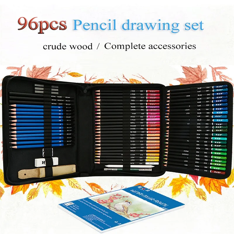 

96pcs Professional Sketch Drawing Pencils SetCharcoal Graphite Oil Colored Pencil Painting Book Kit art supplies bullet journal