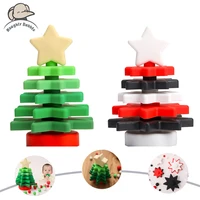 1set christmas tree silicone toys baby puzzle building blocks children balance game montessori stacking toys baby christmas gift