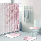 Романтическая занавеска для душа с цветами вишни, набор занавесок для ванной комнаты, розовые и белые цветочные занавески для ванной, коврик для туалета, коврик для ванной