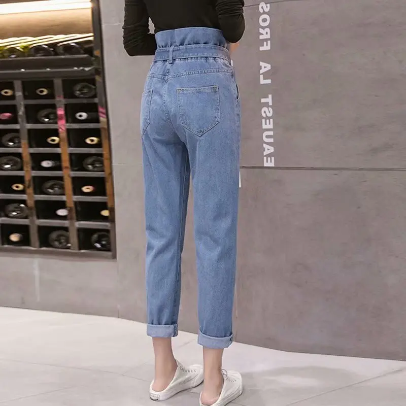 Женские летние джинсы женские свободные брюки султанки джинсовые шаровары со