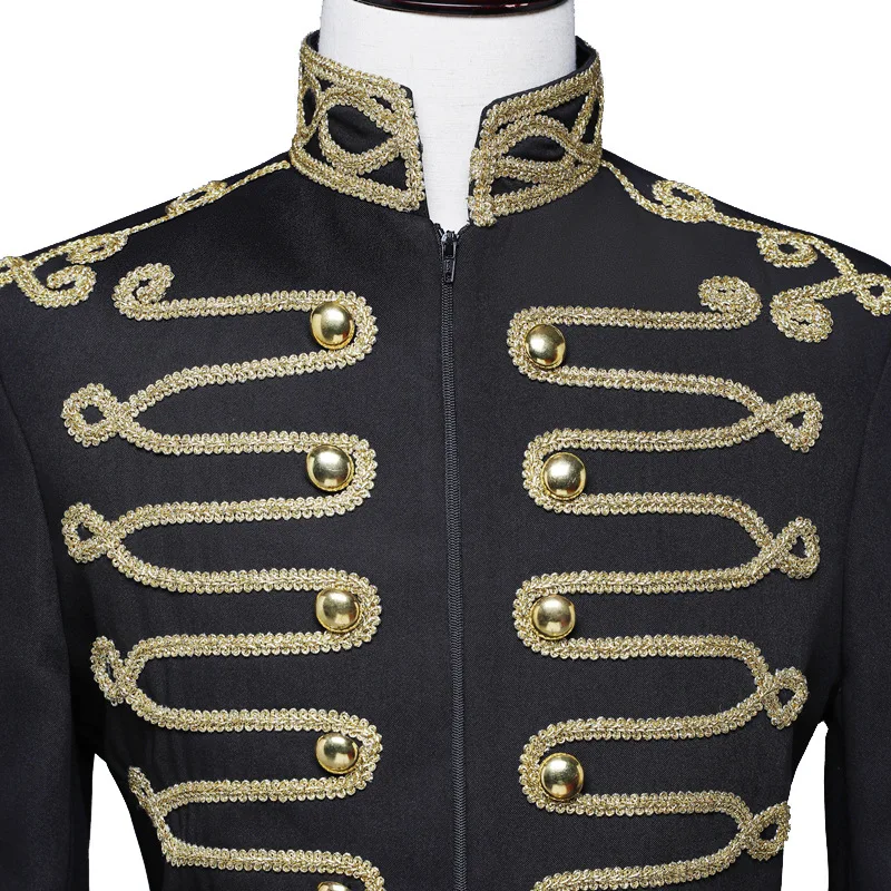 Victorian Palace Court Nobleman Jacket Tuxedo Military Hussar Footman Bandsman Formal Wear Dress Stand collar Punk Coat For Men |