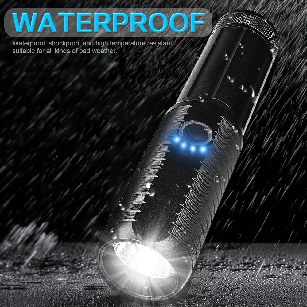 4 ядра XHP70 самый мощный светодиодный фонарик usb перезаряжаемые тактические