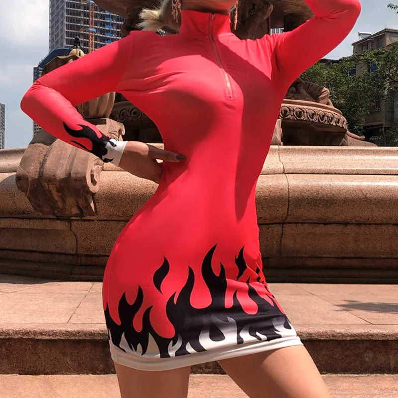 Женское платье футляр с длинным рукавом V образным вырезом и молнией|Женские