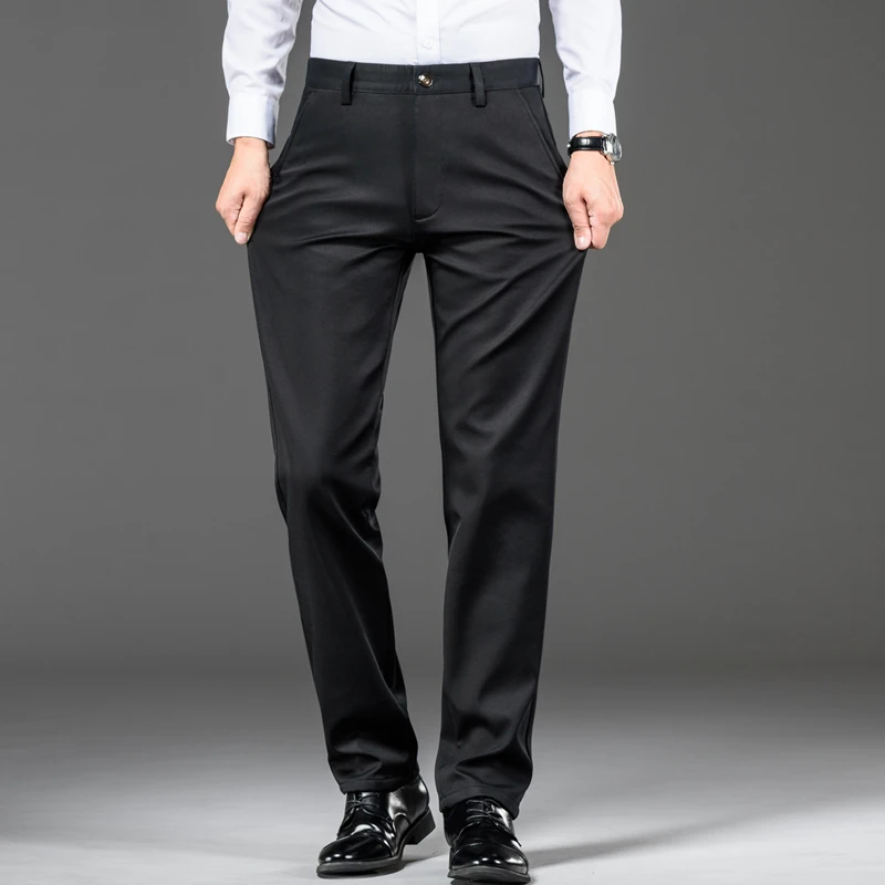 Зимние флисовые теплые прямые свободные брюки SHAN BAO классические деловые мужские