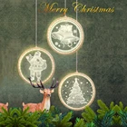 Светодиодный ночник, подвесной Рождественский светильник s, сказочный светильник s, Круглый 3D светильник Санта-Клауса с присоской для двери, окна, праздничное украшение