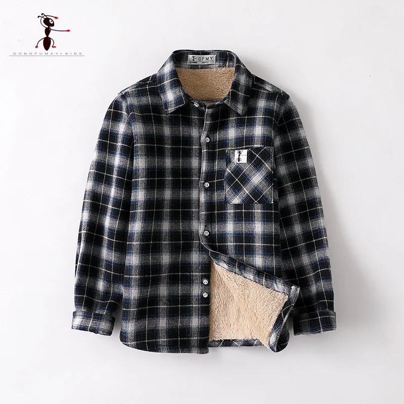 Kung Fu Ant оригинальный бренд Сезон осень зима Теплые плюшевые рубашки для мальчиков