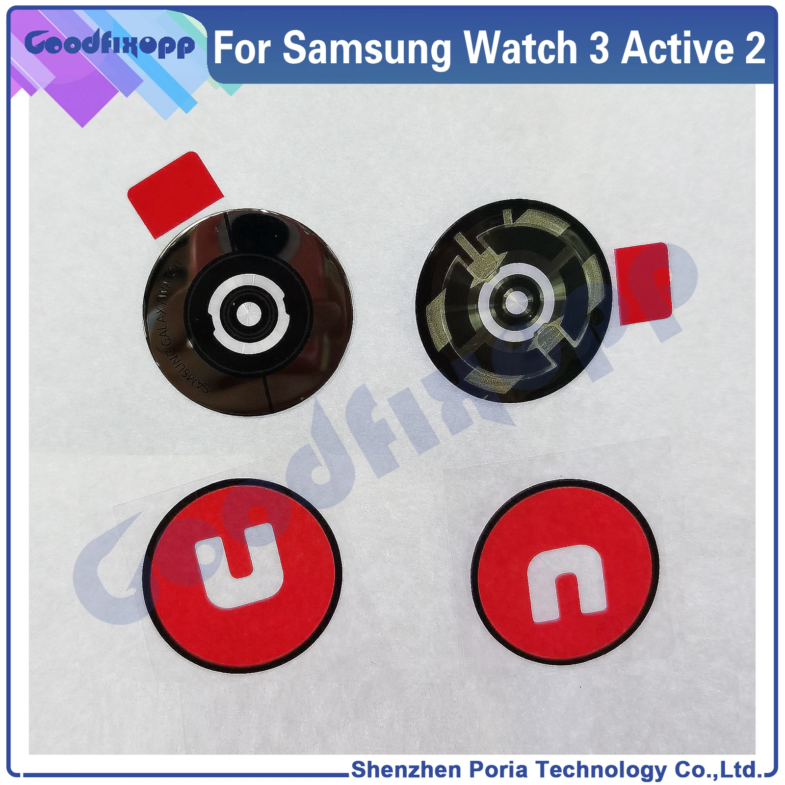 Original para Samsung Galaxy Watch Active 2, R820, R825, R830, R835, cubierta trasera de cristal de repuesto, carcasa trasera de reloj, lente de cristal