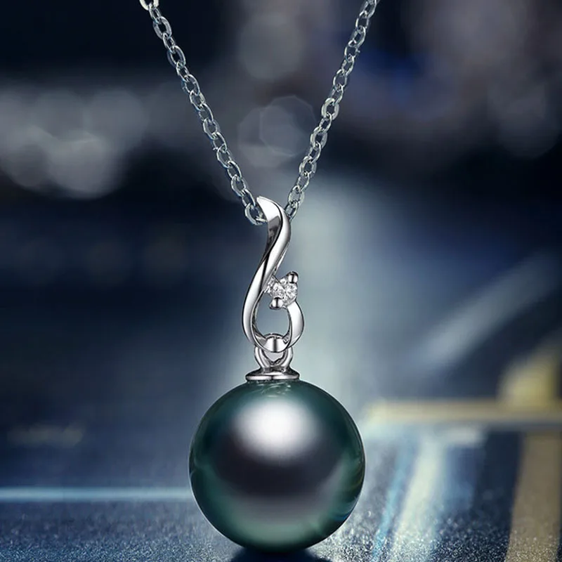 Роскошный таитянский кулон с черным жемчугом в виде черного Ангела из серебра 925