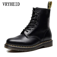 vryheid autumn winter genuine leather men boots dr motorcycle ankle boots couple unisex high top casual shoes big size 35 48