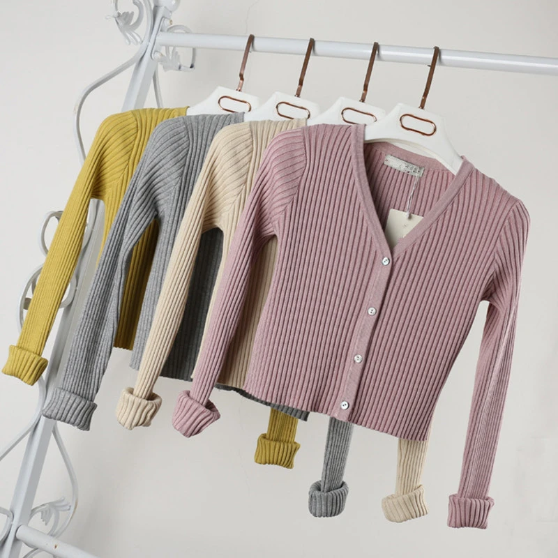 

PEONFLY Sexy Buttons Knitted Sweater Cardigan Women Slim Ribbed Sweaters Female Fashion Knitwear 2022 Winter Autumn