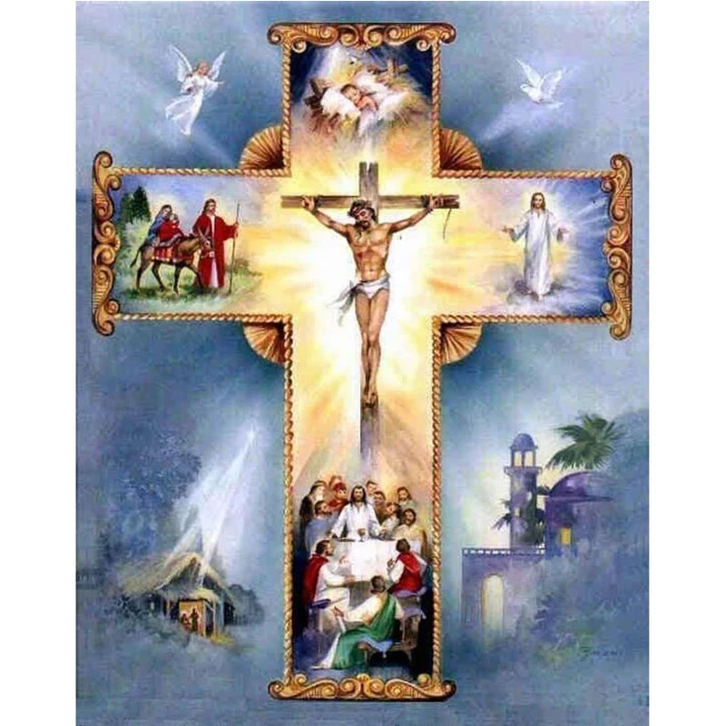 

5D DIY Diamond Mosaic Diamond Embroidery Christian Cross Jesus Christ Mbroidered Cross Stitch Home Decoration Gift