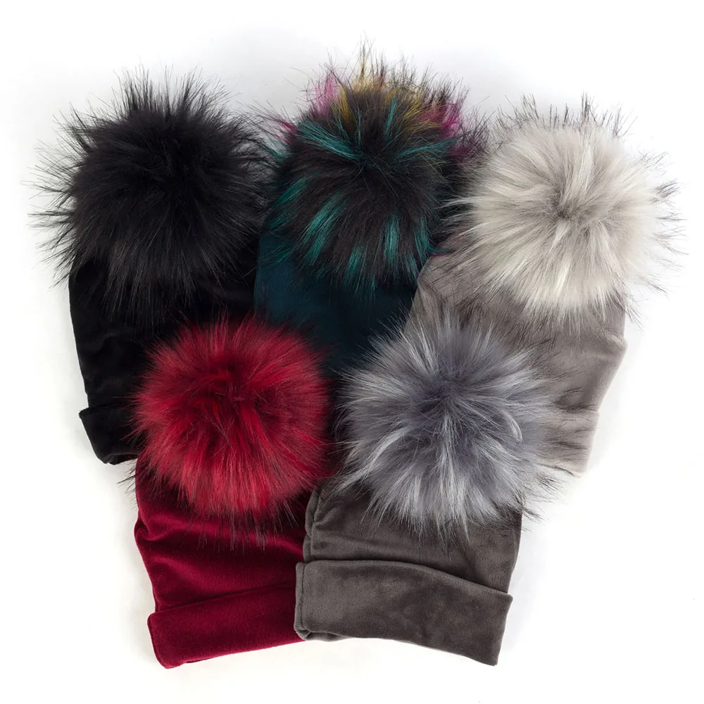 Шапки с ушами для новорожденных зимние теплые мягкие шапки унисекс помпоном из