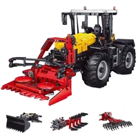 new 2596pcs 4 in 1 2 4g rc tractor model motorized grassland harrow building blocks bricks assembling toys boys for kids gifts