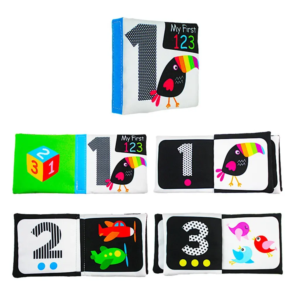 

Soft Baby Toys 4PCS Black/White Colorful Newborn Books Learning Color/Shape/Words/Number Intelligence Development Toddler Toys