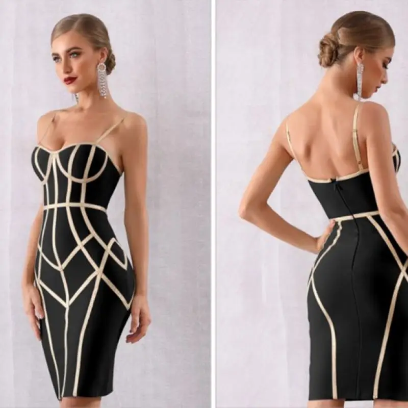 

New high-quality sexy tight-fitting short skirt elegant bandage knee-length skirt fashionable ladies suspender dress stitching