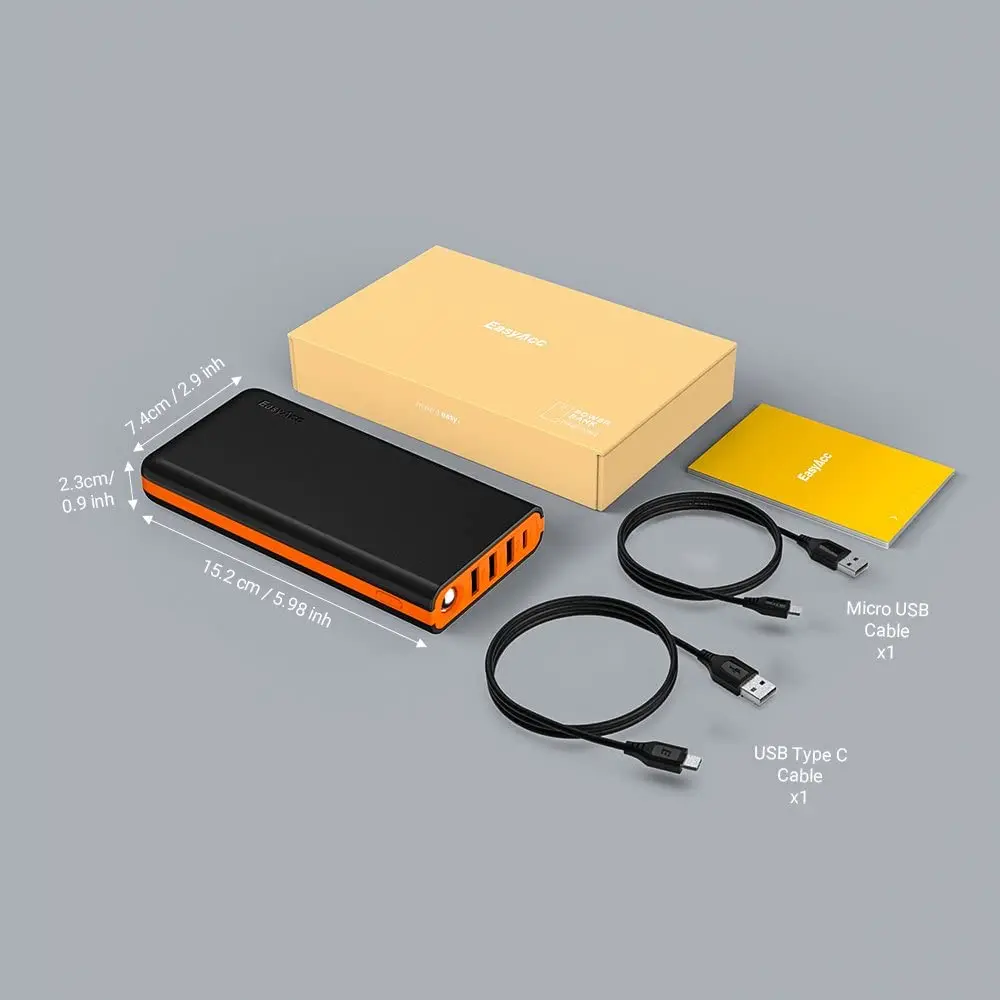 EasyAcc Monster 20000 мАч Тип C внешний аккумулятор QC 3 0 Быстрая зарядка повербанк USB
