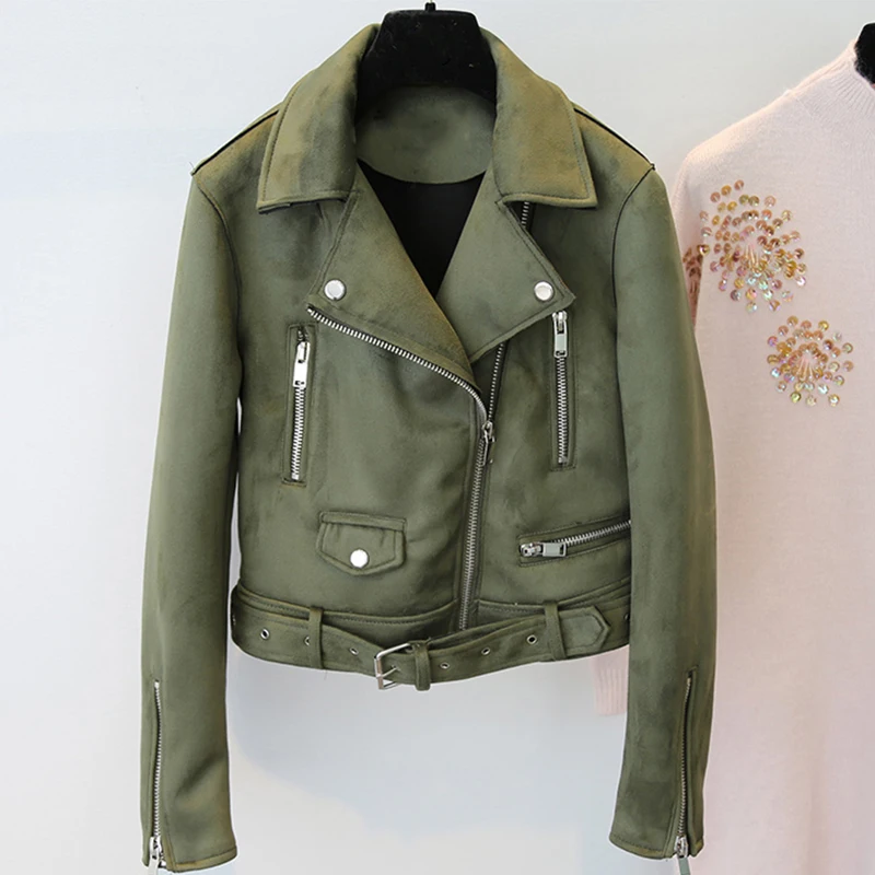 Куртка женская замшевая на молнии с поясом | Женская одежда