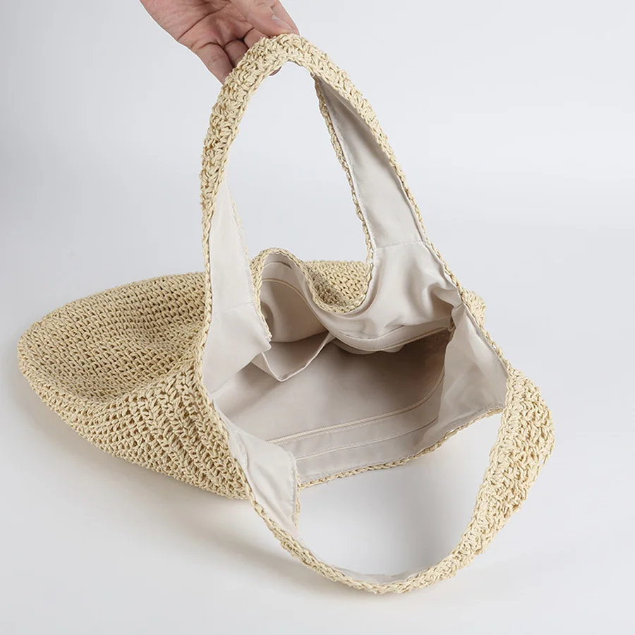 

Fashion Rattan Women Shoulder Bags Wikcer Woven Female Handbags Large Capacity Summer Beach Straw Bags Casual Totes Purses 2021